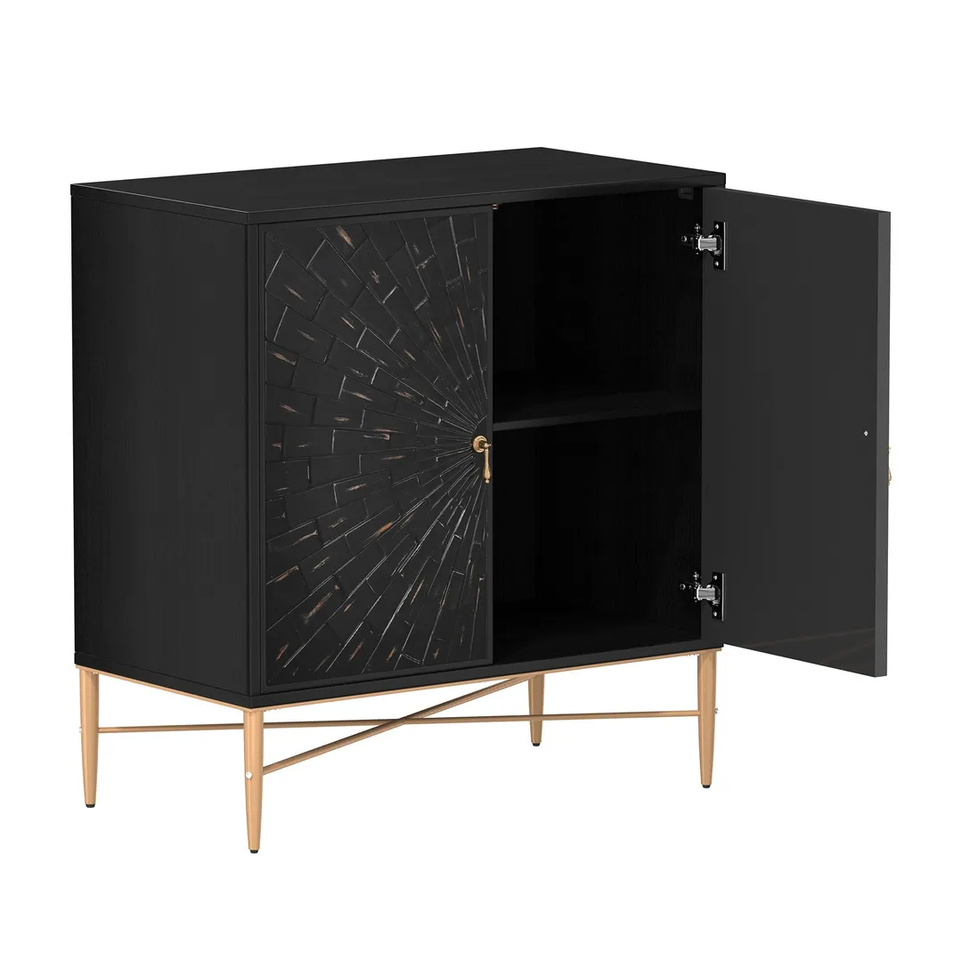 Clihome 2-Door Storage Cabinets 29.63-in W x 31.63-in H Wood Composite Black Freestanding Utility Storage Cabinet, photo 3 of 10
