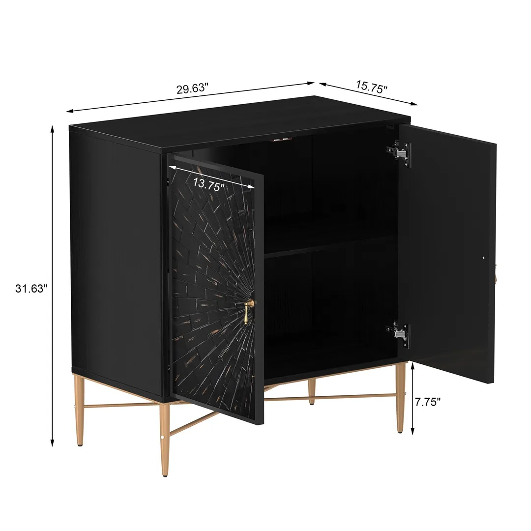 Clihome 2-Door Storage Cabinets 29.63-in W x 31.63-in H Wood Composite Black Freestanding Utility Storage Cabinet, photo 6 of 10