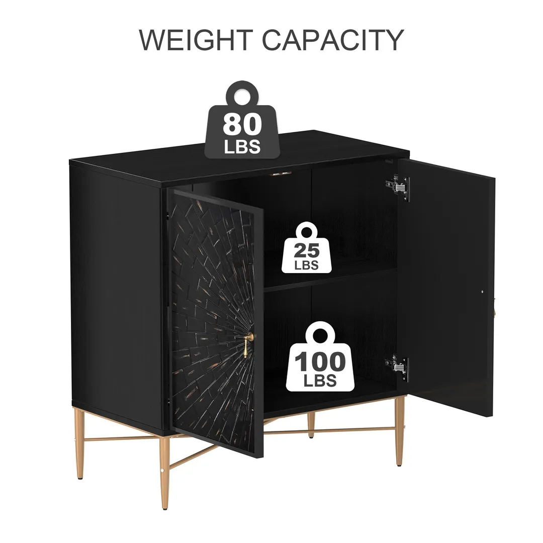 Clihome 2-Door Storage Cabinets 29.63-in W x 31.63-in H Wood Composite Black Freestanding Utility Storage Cabinet, photo 9 of 10