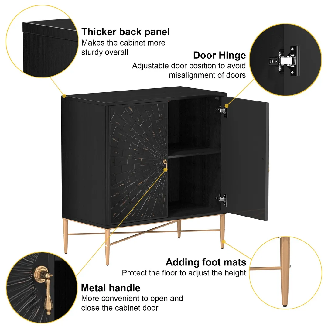 Clihome 2-Door Storage Cabinets 29.63-in W x 31.63-in H Wood Composite Black Freestanding Utility Storage Cabinet, photo 10 of 10