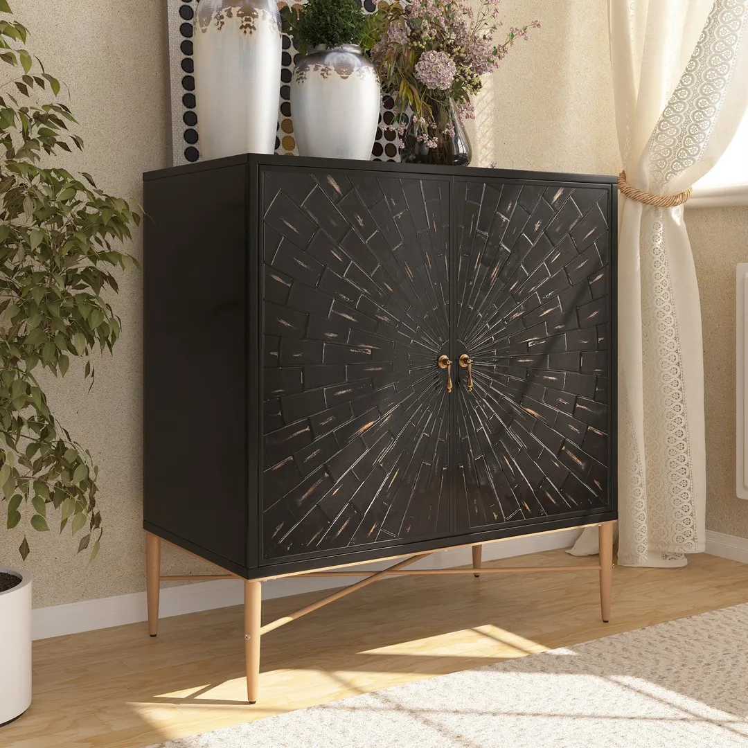 Clihome 2-Door Storage Cabinets 29.63-in W x 31.63-in H Wood Composite Black Freestanding Utility Storage Cabinet, photo 8 of 10