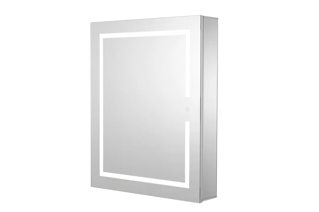 Croydex 20-in x 26-in Lighted LED Fog Free Surface/Recessed Mount Silver Mirrored Soft Close Medicine Cabinet with Outlet, photo 8 of 15