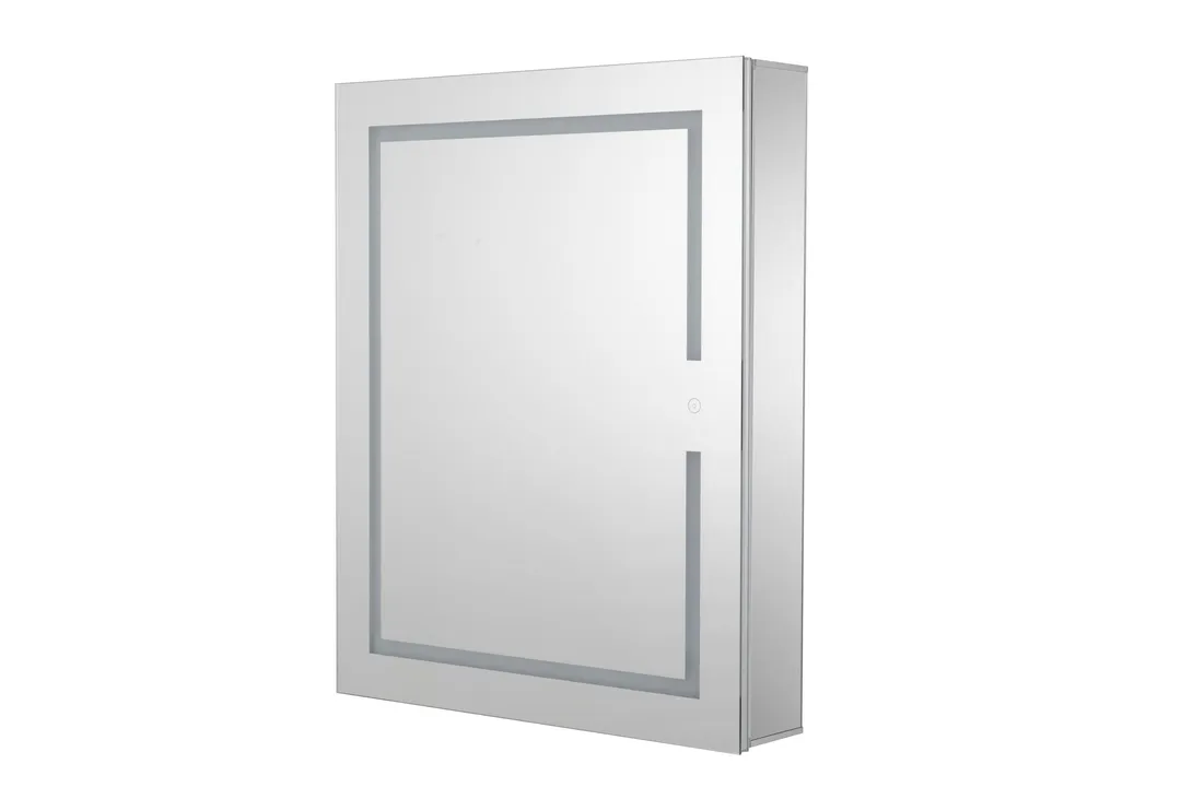 Croydex 20-in x 26-in Lighted LED Fog Free Surface/Recessed Mount Silver Mirrored Soft Close Medicine Cabinet with Outlet, photo 13 of 15