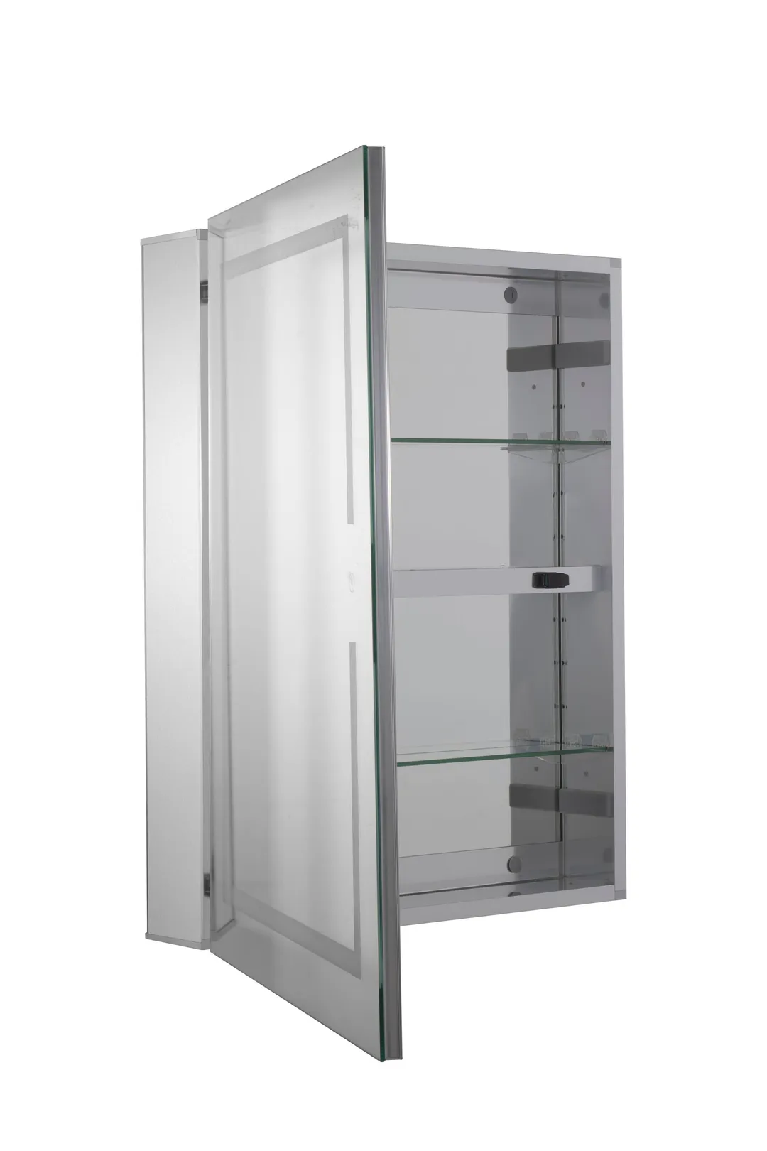 Croydex 24-in x 30-in Lighted LED Fog Free Surface/Recessed Mount Silver Mirrored Soft Close Medicine Cabinet with Outlet, photo 6 of 13