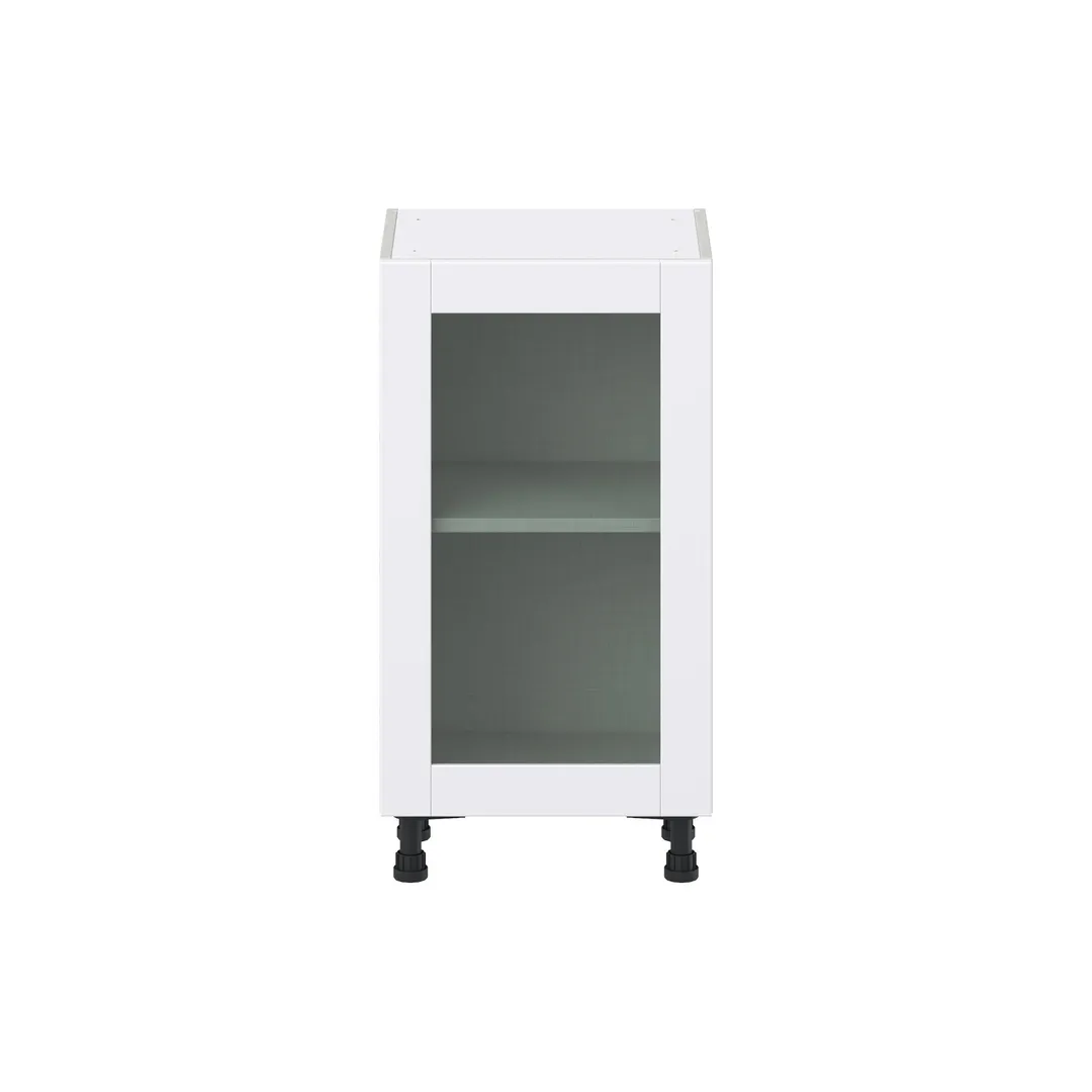 Hugo&Borg Rosemont 18-in W x 34.5-in H x 16-in D Glacier White Base Fully Assembled Cabinet (Glass Panel Shaker Door Style), photo 6 of 14