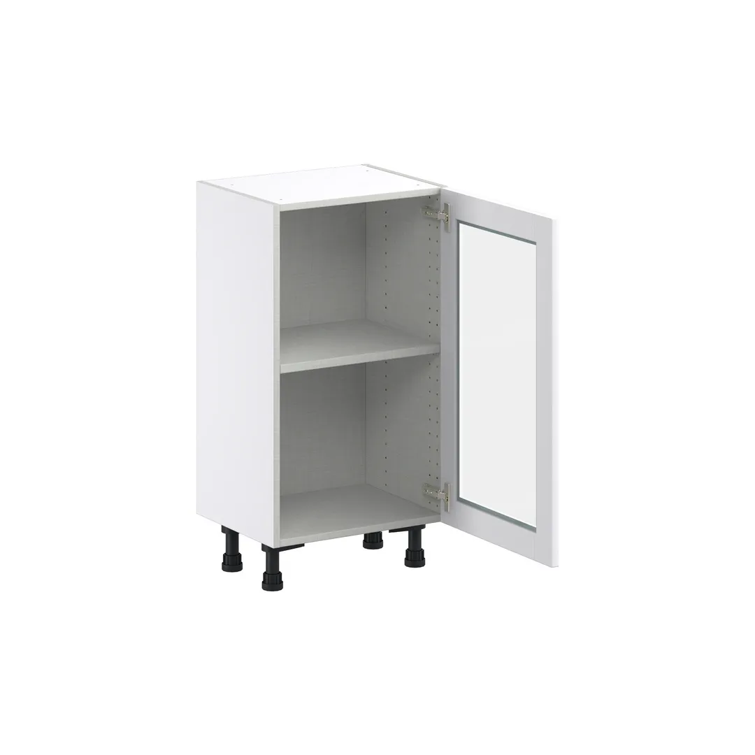 Hugo&Borg Rosemont 18-in W x 34.5-in H x 16-in D Glacier White Base Fully Assembled Cabinet (Glass Panel Shaker Door Style), photo 7 of 14