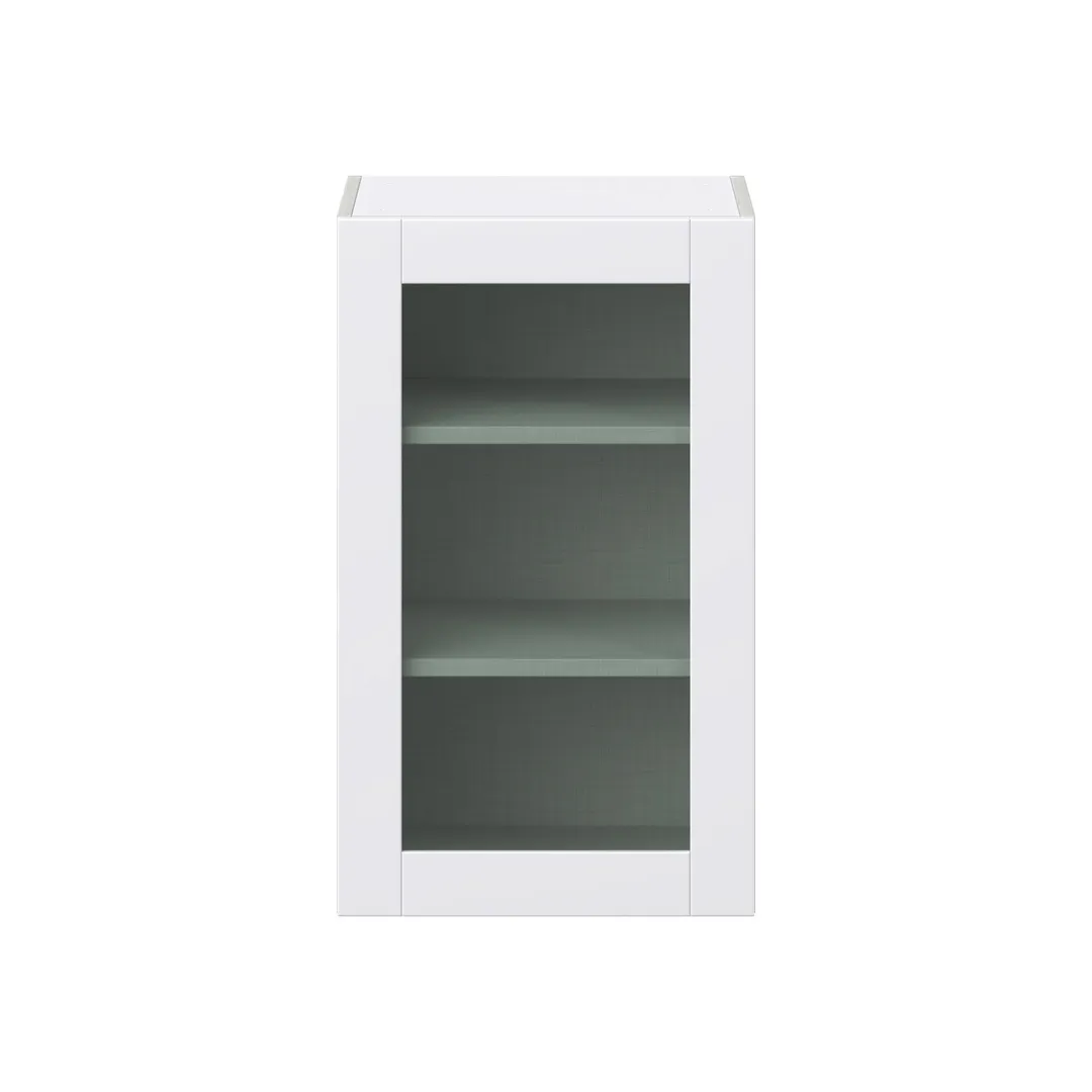 Hugo&Borg Rosemont 18-in W x 30-in H x 14-in D Glacier White Wall Fully Assembled Cabinet (Glass Panel Shaker Door Style), photo 6 of 14