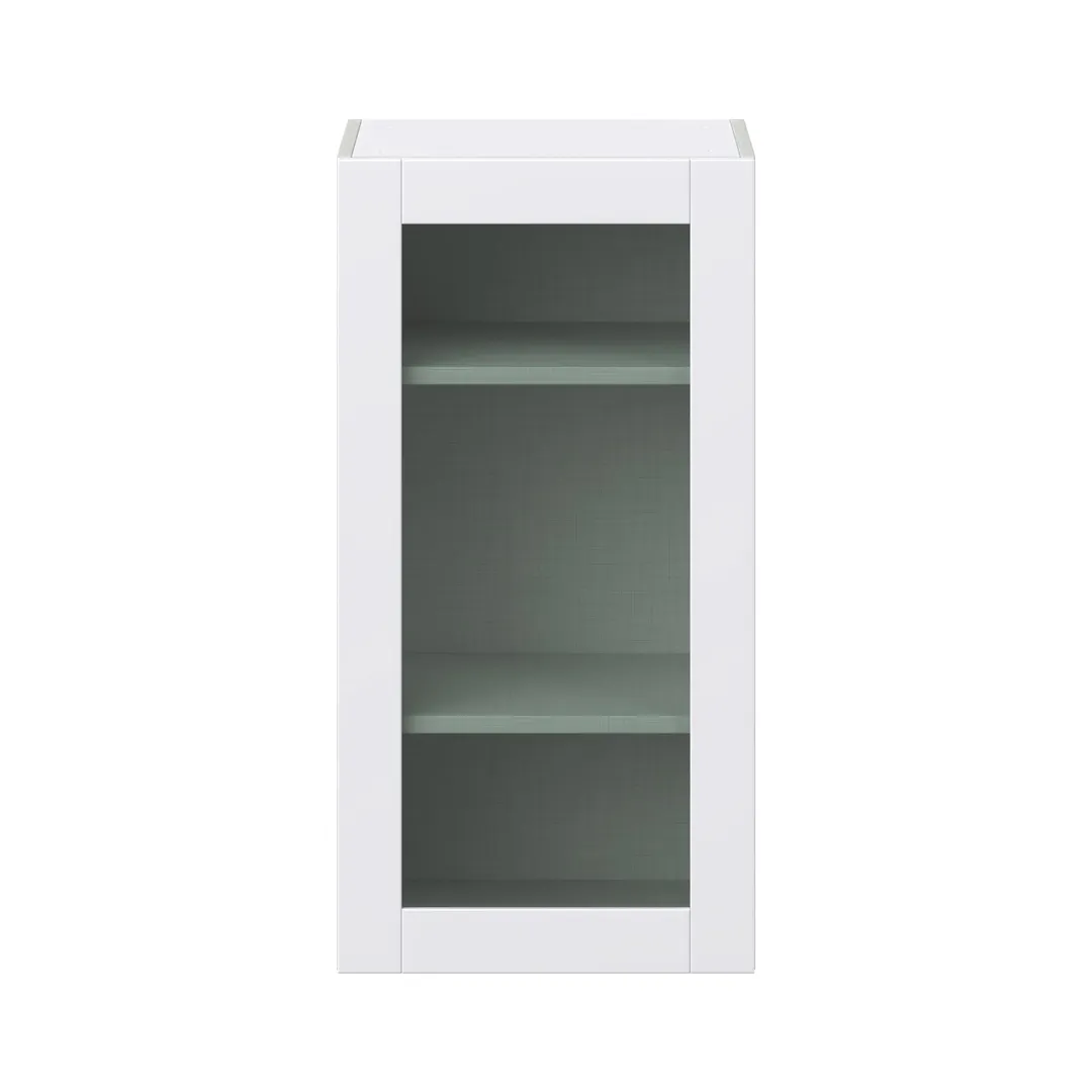 Hugo&Borg Rosemont 18-in W x 35-in H x 14-in D Glacier White Wall Fully Assembled Cabinet (Glass Panel Shaker Door Style), photo 6 of 14