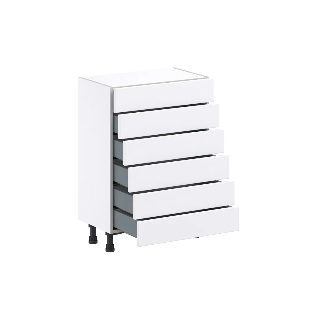 Hugo&Borg Rosemont 24-in W x 34.5-in H x 14-in D Glacier White 6-Drawer Base Fully Assembled Cabinet, photo 7 of 14