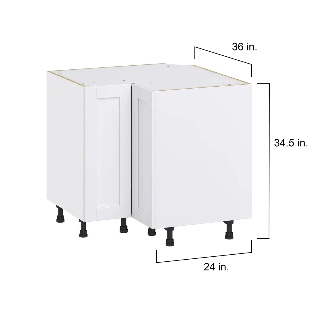 Hugo&Borg Rosemont 36-in W x 34.5-in H x 36-in D Glacier White Lazy Susan Corner Base Fully Assembled Cabinet (Flat Panel Shaker Style), photo 4 of 14