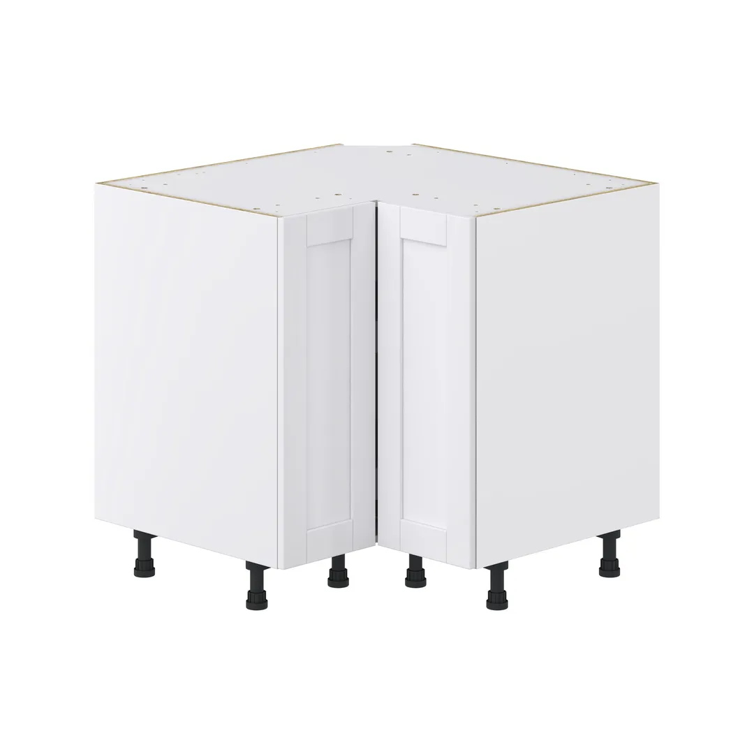 Hugo&Borg Rosemont 36-in W x 34.5-in H x 36-in D Glacier White Lazy Susan Corner Base Fully Assembled Cabinet (Recessed Panel Shaker Style), photo 7 of 14