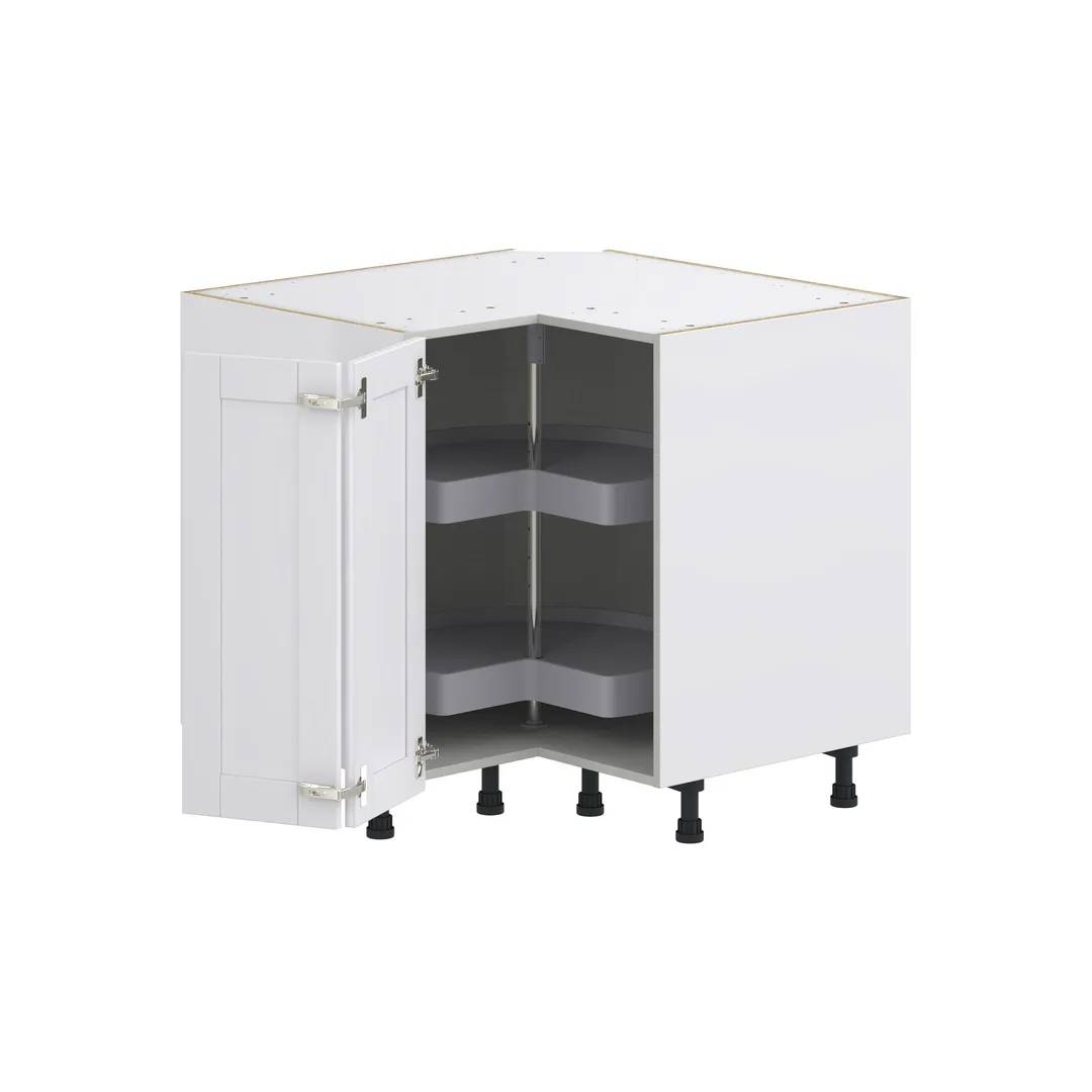 Hugo&Borg Rosemont 36-in W x 34.5-in H x 36-in D Glacier White Lazy Susan Corner Base Fully Assembled Cabinet (Flat Panel Shaker Style), photo 7 of 14