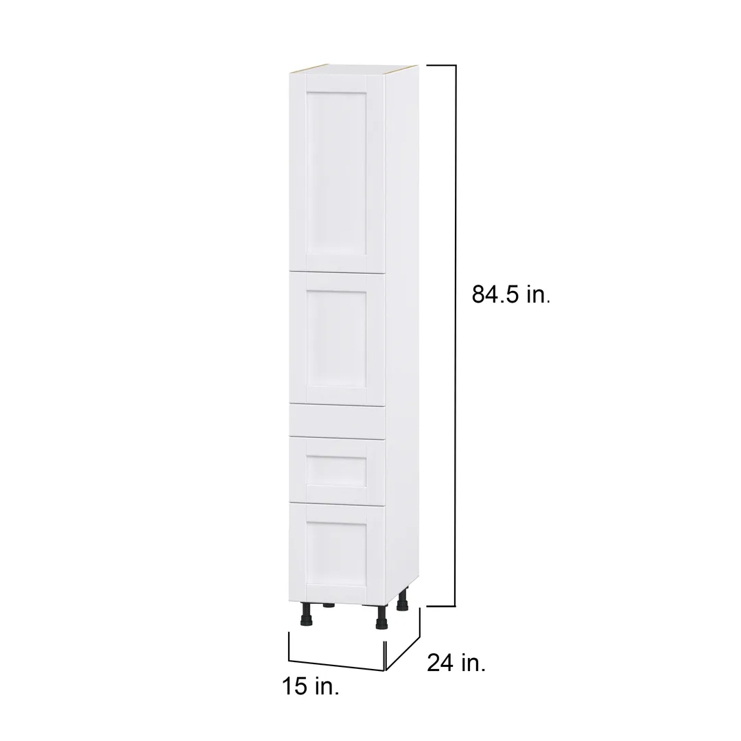Hugo&Borg Rosemont 15-in W x 84.5-in H x 24-in D Glacier White 3-Drawers Pantry Fully Assembled Cabinet (Flat Panel Shaker Style), photo 4 of 14
