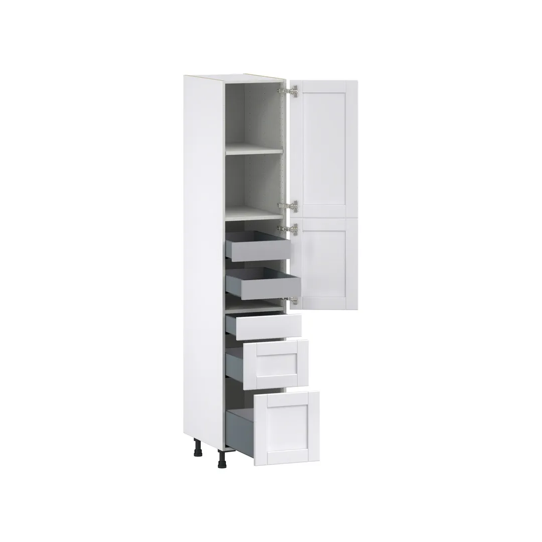 Hugo&Borg Rosemont 15-in W x 84.5-in H x 24-in D Glacier White 3-Drawers Pantry Fully Assembled Cabinet (Flat Panel Shaker Style), photo 7 of 14