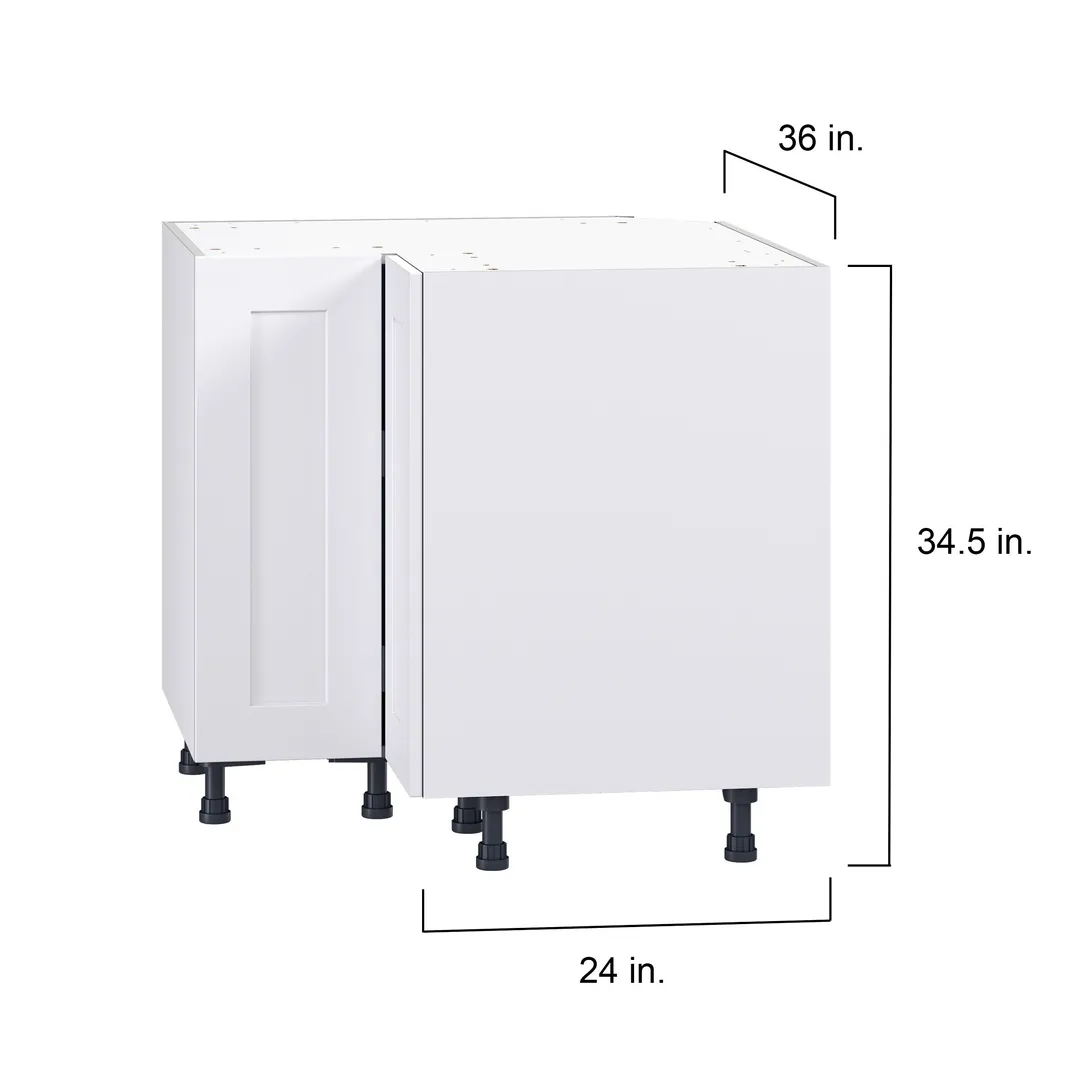 Hugo&Borg Jolie 36-in W x 34.5-in H x 36-in D Warm White Lazy Susan Corner Base Fully Assembled Cabinet (Flat Panel Shaker Style), photo 4 of 16