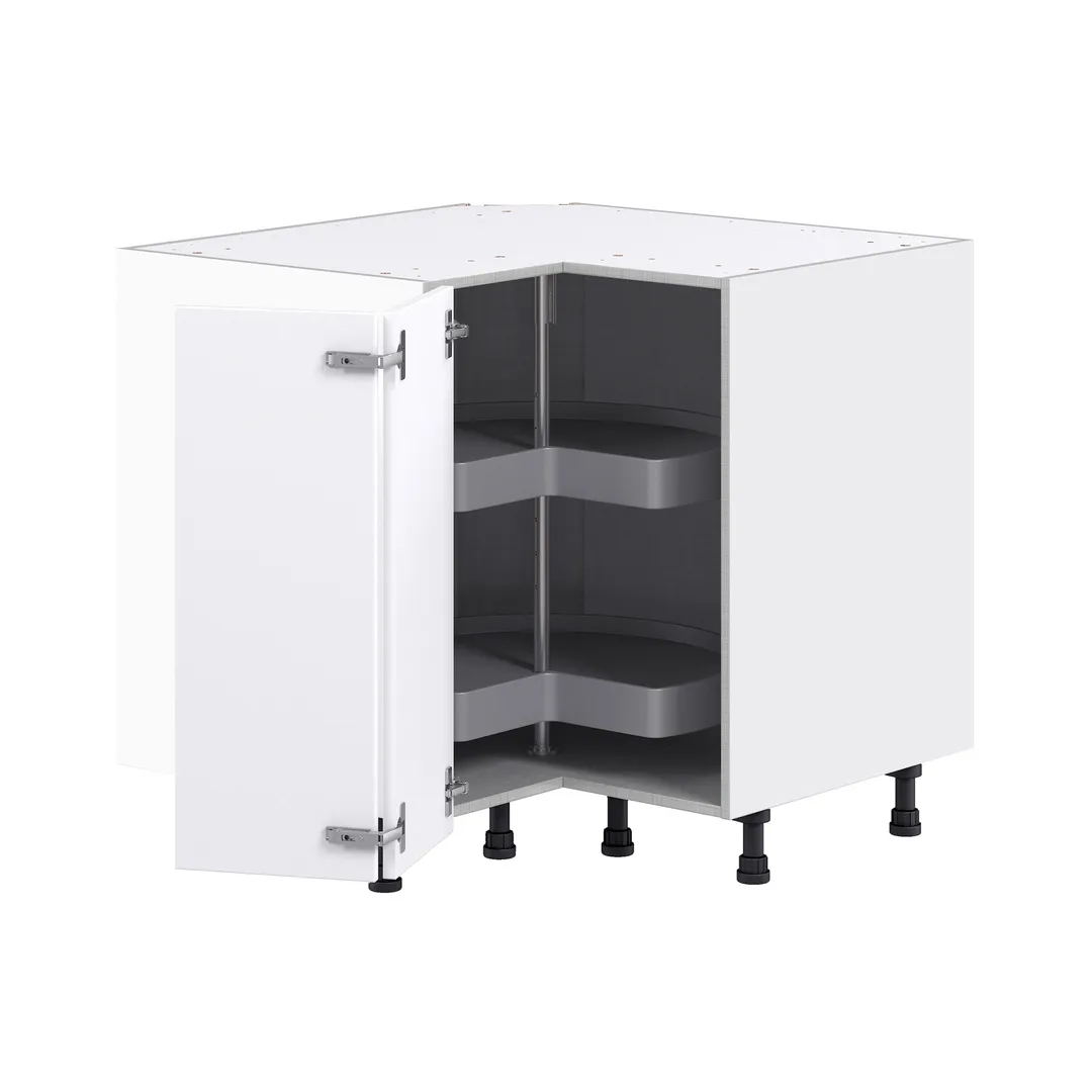 Hugo&Borg Jolie 36-in W x 34.5-in H x 36-in D Warm White Lazy Susan Corner Base Fully Assembled Cabinet (Flat Panel Shaker Style), photo 7 of 16