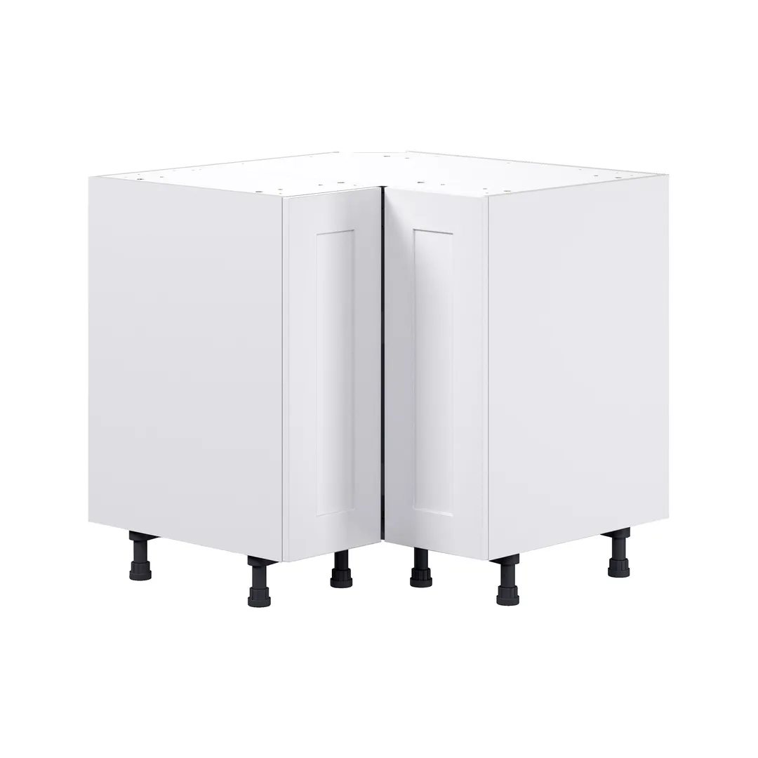Hugo&Borg Jolie 36-in W x 34.5-in H x 36-in D Warm White Lazy Susan Corner Base Fully Assembled Cabinet (Flat Panel Shaker Style), photo 6 of 16