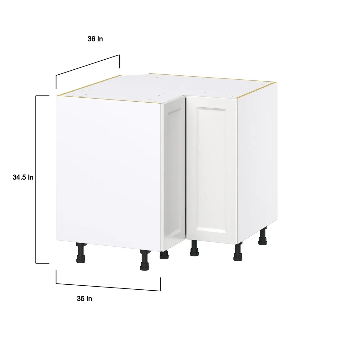 Hugo&Borg Riviera 36-in W x 34.5-in H x 24-in D Bright White Lazy Susan Corner Base Fully Assembled Cabinet (Recessed Panel Shaker Style), photo 4 of 10