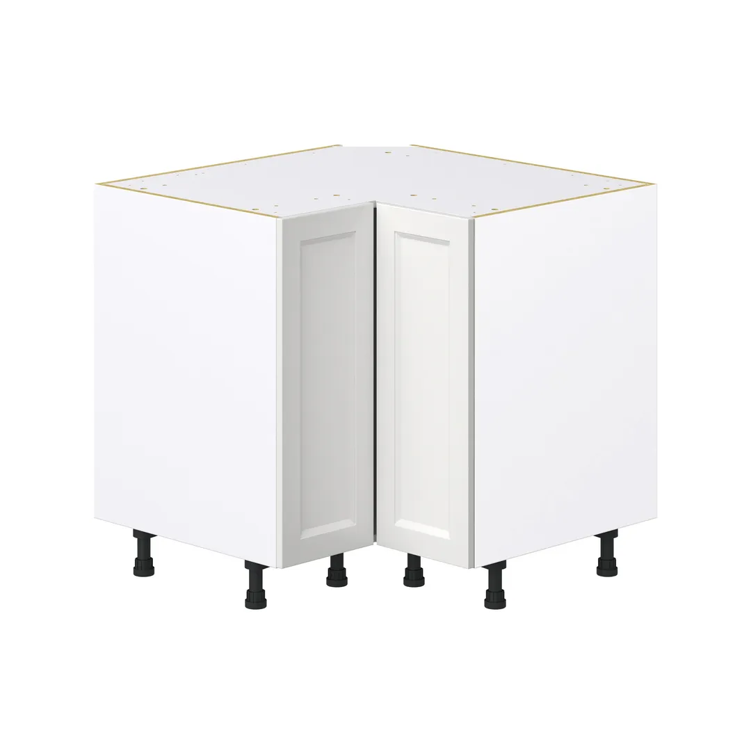 Hugo&Borg Riviera 36-in W x 34.5-in H x 24-in D Bright White Lazy Susan Corner Base Fully Assembled Cabinet (Recessed Panel Shaker Style), photo 6 of 10