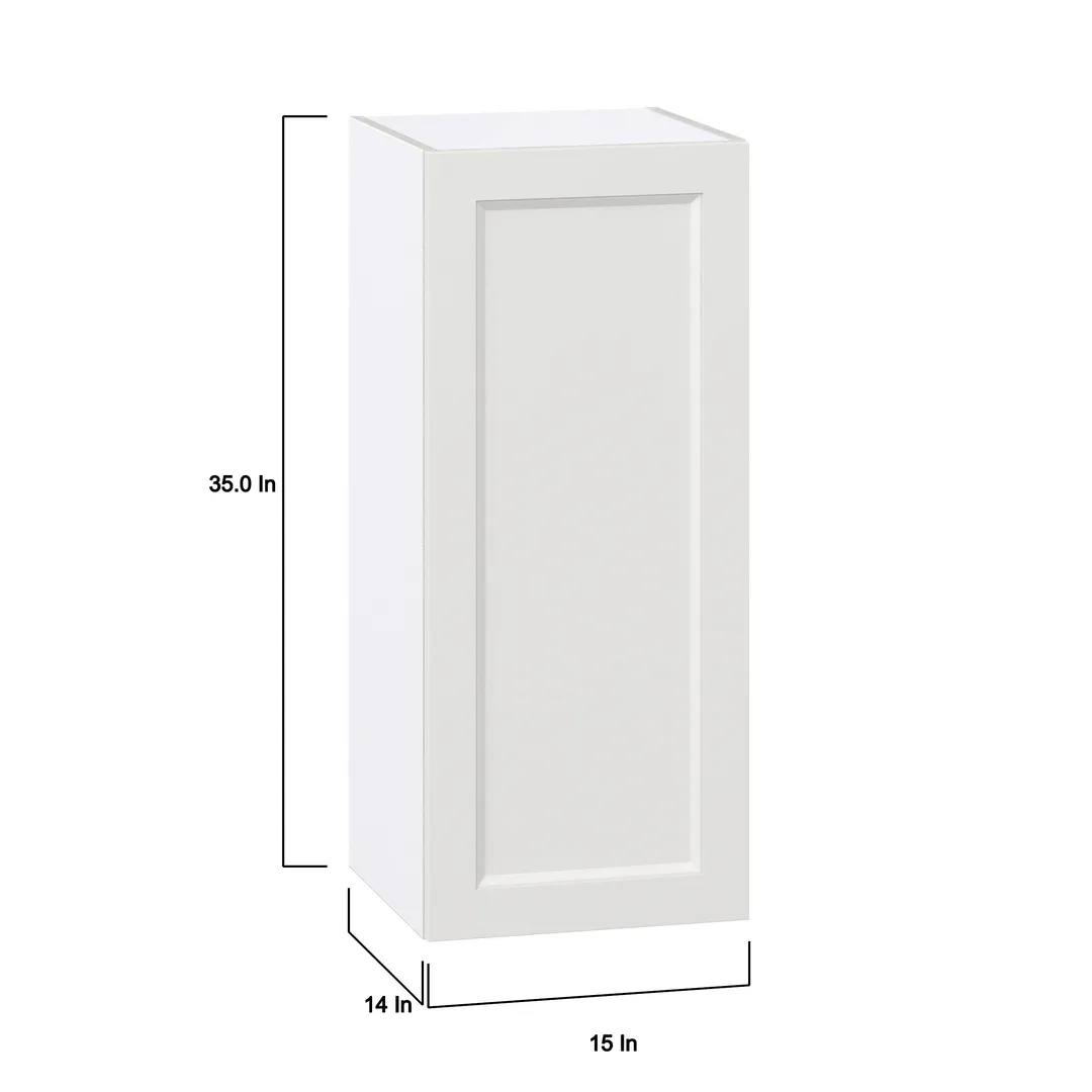 Hugo&Borg Riviera 15-in W x 35-in H x 14-in D Bright White Wall Fully Assembled Cabinet (Recessed Panel Shaker Door Style), photo 4 of 10