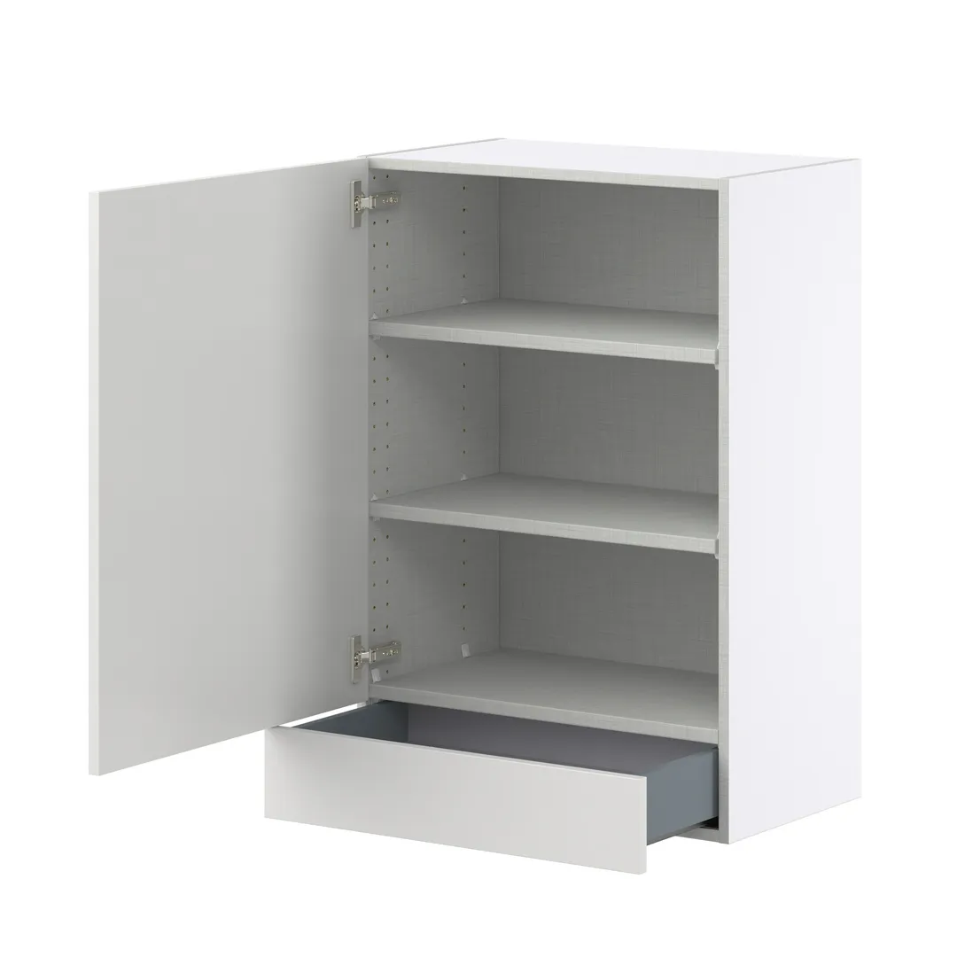 Hugo&Borg Riviera 24-in W x 35-in H x 14-in D Bright White 1-Drawer Wall Fully Assembled Cabinet (Recessed Panel Shaker Style), photo 7 of 10