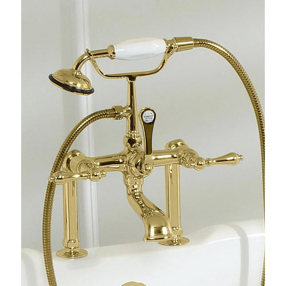 Slipper 62 in. Cast Iron Clawfoot Bathtub in White with Faucet Combo in Polished Brass, photo 3 of 8