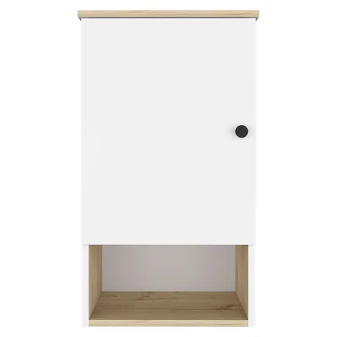 16 inch Light Oak And White Wall Mounted Cabinet With Three Shelves