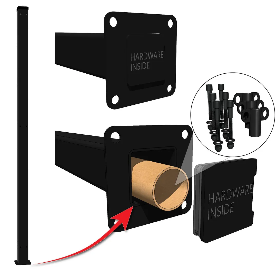 Ironcraft Euro 2-in W Black Powder-coat Steel Decorative Metal Security Universal Fence Post, photo 11 of 12