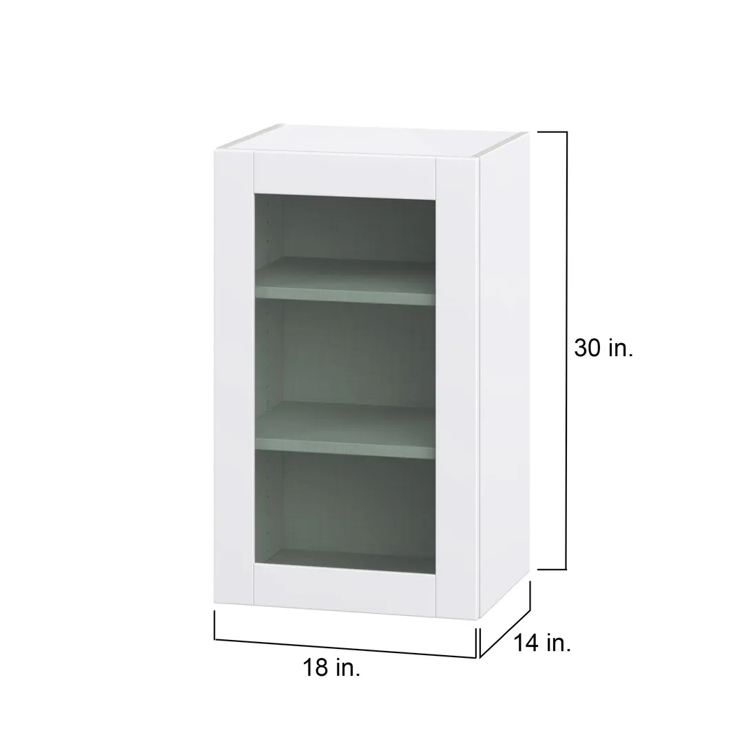 Hugo&Borg Rosemont 18-in W x 30-in H x 14-in D Glacier White Wall Fully Assembled Cabinet (Glass Panel Shaker Door Style), photo 4 of 14