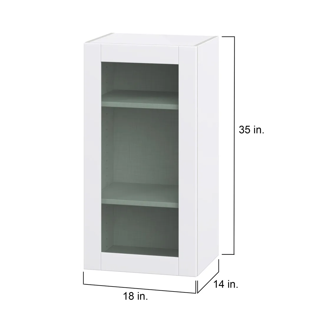 Hugo&Borg Rosemont 18-in W x 35-in H x 14-in D Glacier White Wall Fully Assembled Cabinet (Glass Panel Shaker Door Style), photo 4 of 14