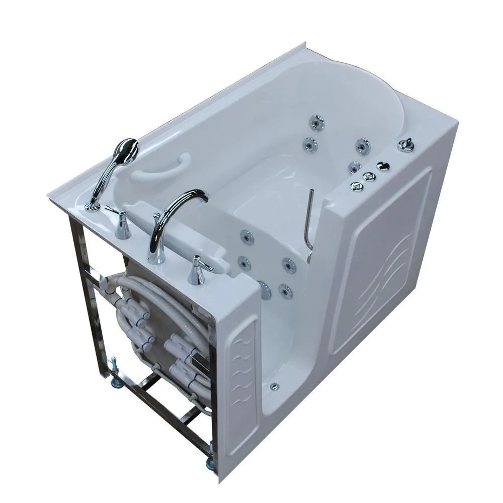 Universal Tubs Nova Heated 4.5 ft. Walk-In Whirlpool Bathtub in Biscuit with Chrome Trim, photo 30 of 52