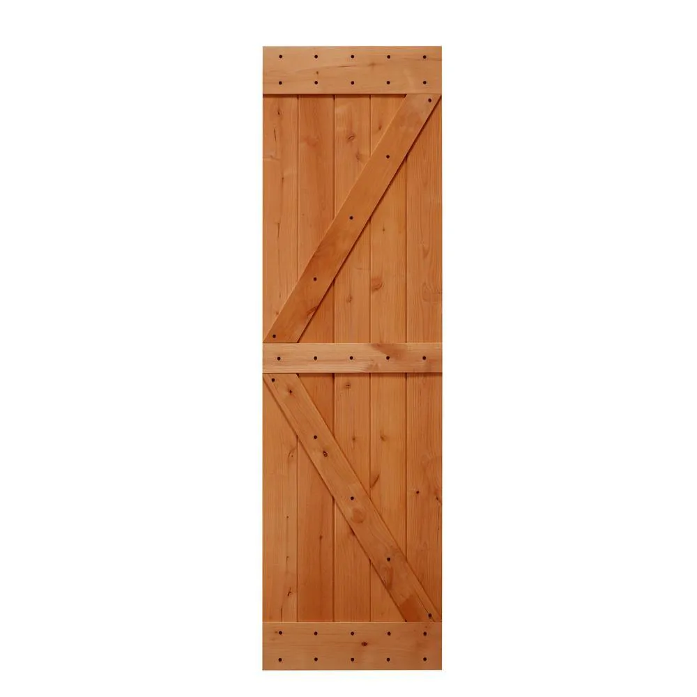 LUBANN 32 in. x 84 in. Ready-to-Assemble British Brace Hardwood Interior Sliding Barn Door Slab with Hardware Kit, photo 22 of 27