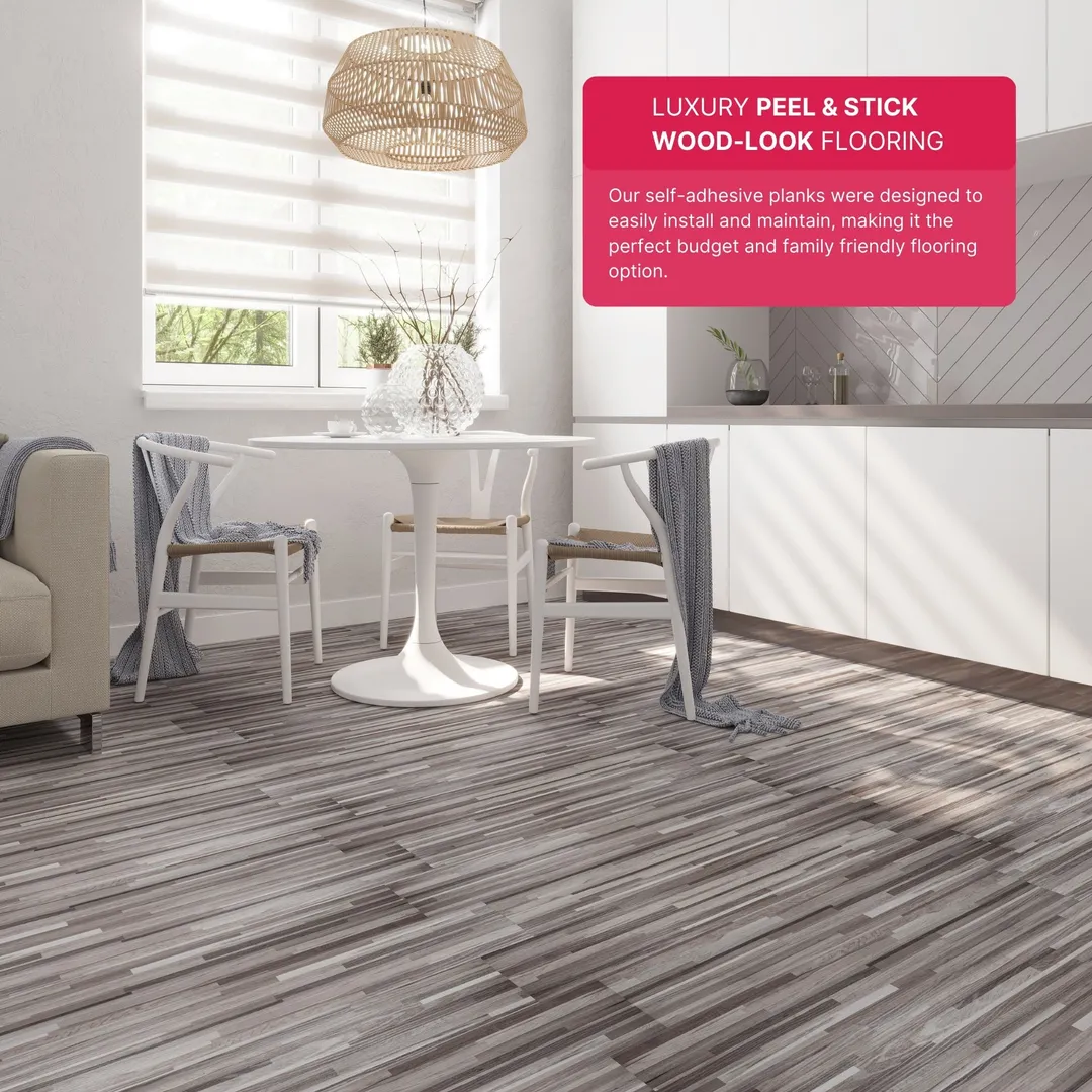 Lucida USA (Sample) BaseCore Dark Grey Gray Wood Look 12-mil Water Resistant Peel and Stick Vinyl Tile, photo 4 of 5