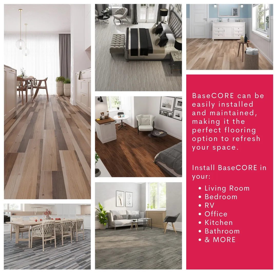 Lucida USA BaseCore Light Grey Gray 12-mil x 6-in W x 36-in L Waterproof Peel and Stick Vinyl Plank Flooring (54-sq ft/ Piece), photo 9 of 10