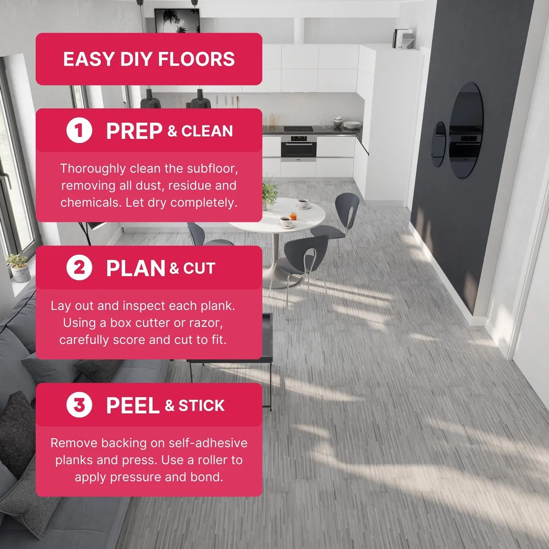 Lucida USA BaseCore Light Grey Gray 12-mil x 6-in W x 36-in L Waterproof Peel and Stick Vinyl Plank Flooring (54-sq ft/ Piece), photo 7 of 10