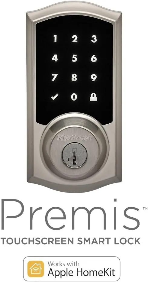 Kwikset Premis Touchscreen Smart Lock, Satin Nickel, Single Cylinder Electronic Deadbolt with Juno Passage Knob, Apple HomeKit Compatible, photo 2 of 8