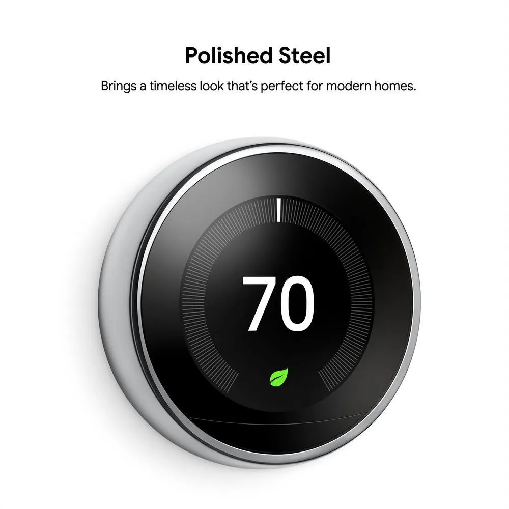 Nest Learning Thermostat 3rd Gen in Polished Steel, photo 3 of 23