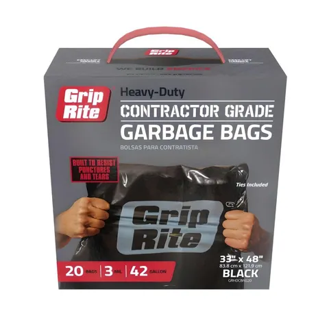 Heavy Duty Contractor Garbage Bags Black 33 in × 48 in × 3 mm 42 gal