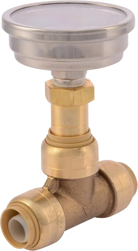 1/2 in. Brass Push-to-Connect Tee with Water Temperature Gauge