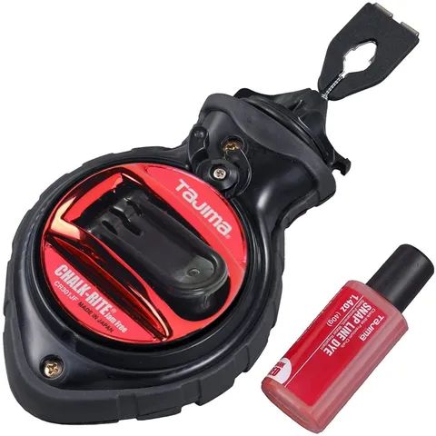 Tajima Chalk-Rite Jam Free Chalk Line Reel with Extra Bold 1mm Braided Snap Line