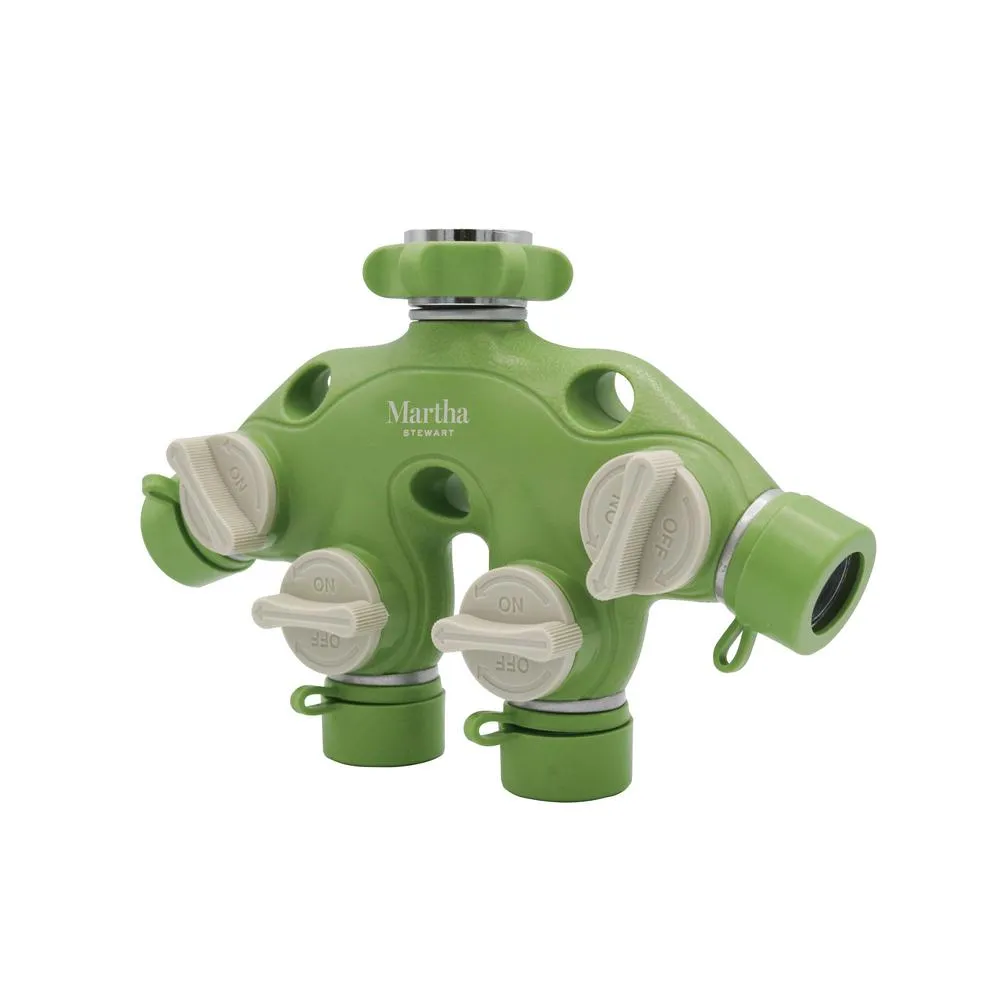 Martha Stewart 4-Way Heavy-Duty Metal Garden Hose Tap Adapter Faucet Splitter, photo 2 of 2