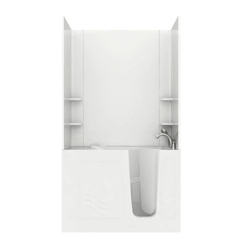 Universal Tubs Rampart Nova Heated 3.9 ft. Walk-in Whirlpool and Air Bathtub with Flat Easy Up Adhesive Wall Surround, Right Drain, White, photo 23 of 42