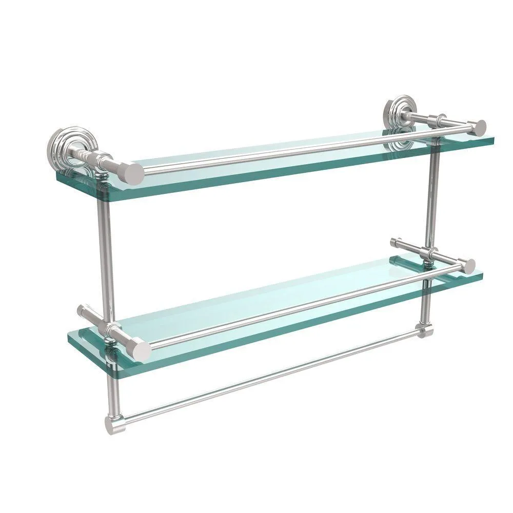 Allied Brass 22 in. L x 12 in. H x 5 in. W 2-Tier Gallery Clear Glass Bathroom Shelf with Towel Bar in Oil Rubbed Bronze, photo 6 of 14