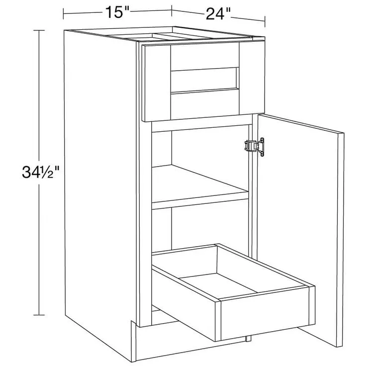 Home Decorators Collection Washington Vessel Blue Plywood Shaker Assembled Base Kitchen Cabinet FH 1 ROT Sft Cls R 15 in W x 24 in D x 34.5 in H, photo 4 of 6