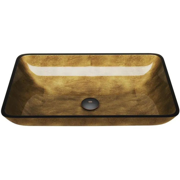 VIGO Onyx Handmade Glass Rectangle Vessel Bathroom Sink in Gray Onyx, photo 4 of 8
