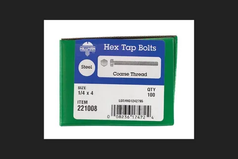 1/4 × 4 in Zinc-Plated Hex Tap Bolts (100-Pack)