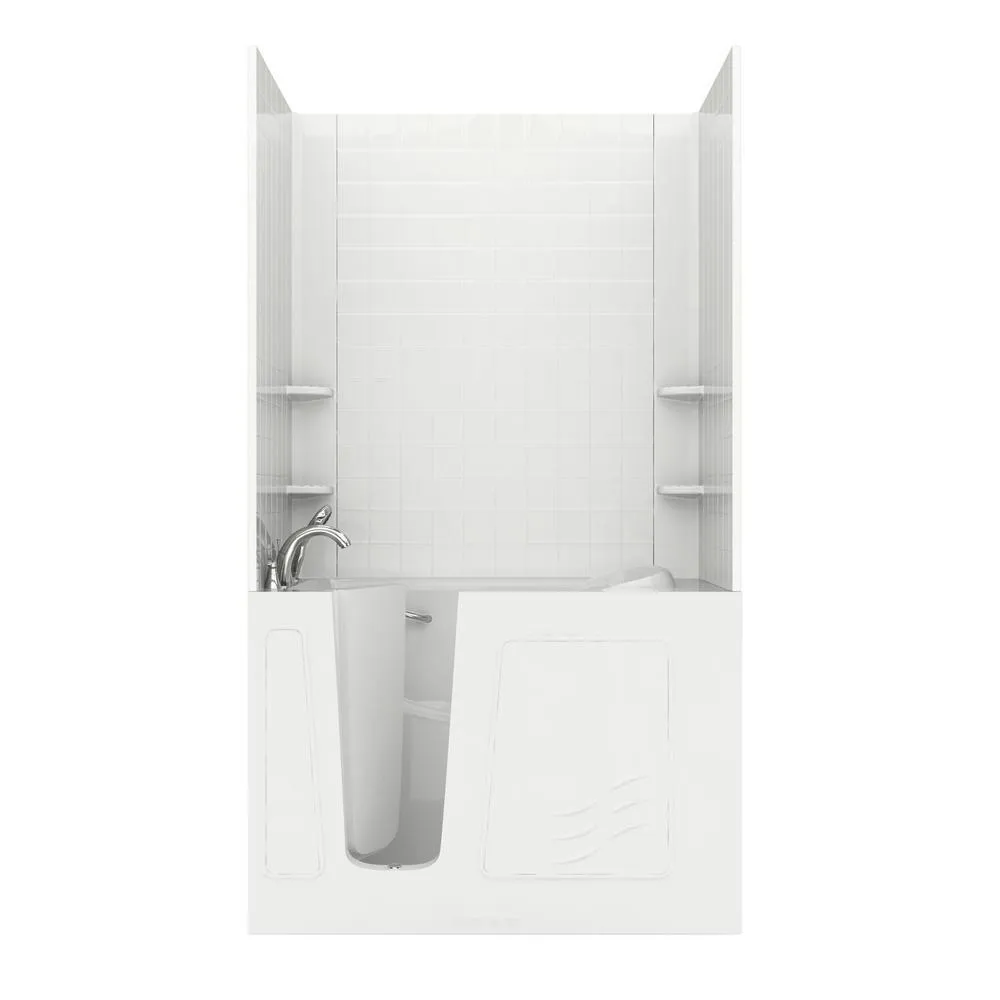 Universal Tubs Rampart 3.9 ft. Walk-in Whirlpool and Air Bathtub with 4 in. Tile Easy Up Adhesive Wall Surround, Right Drain, White, photo 19 of 42