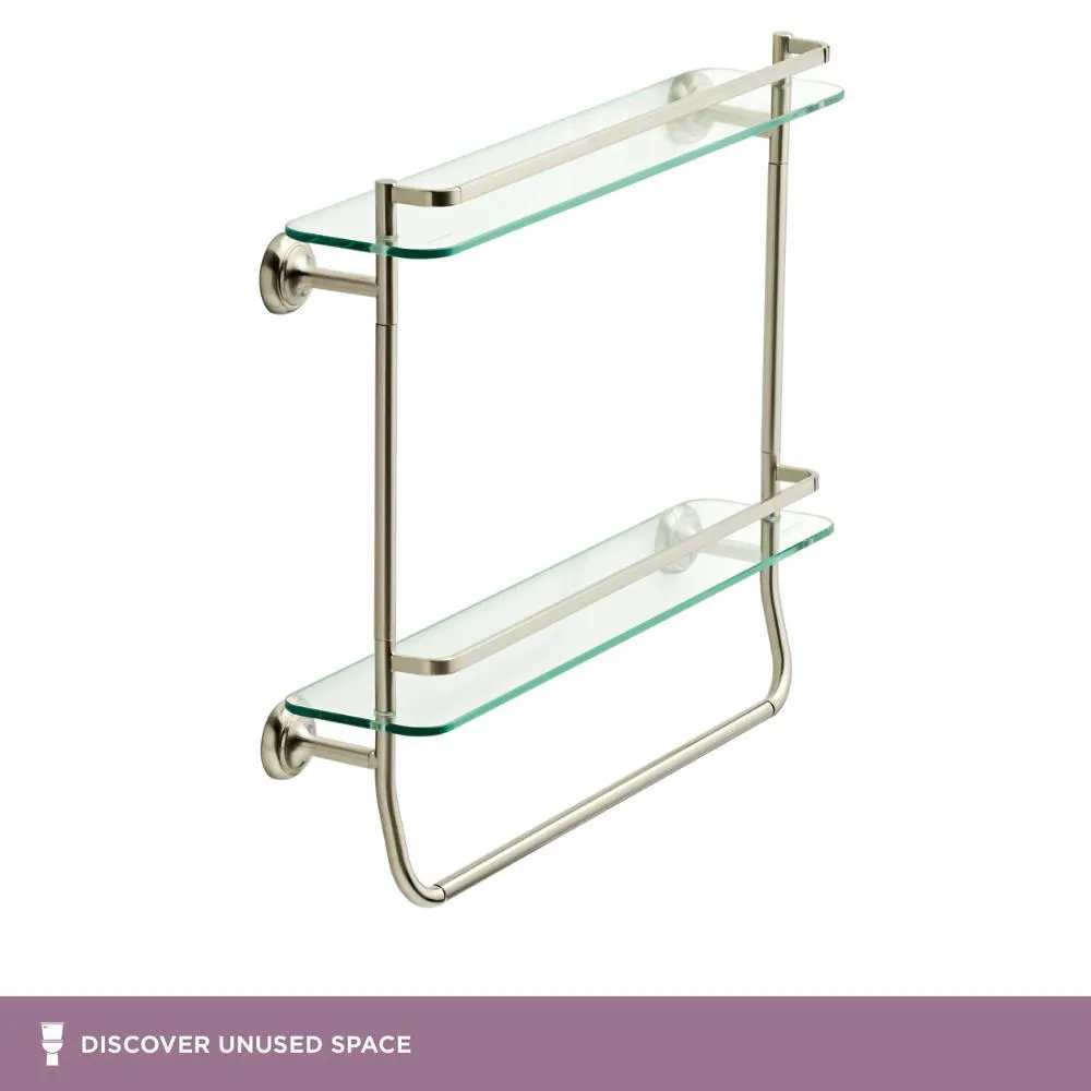 Delta 20 in. W Double Glass Shelf with Towel Bar in Brushed Nickel, photo 9 of 11