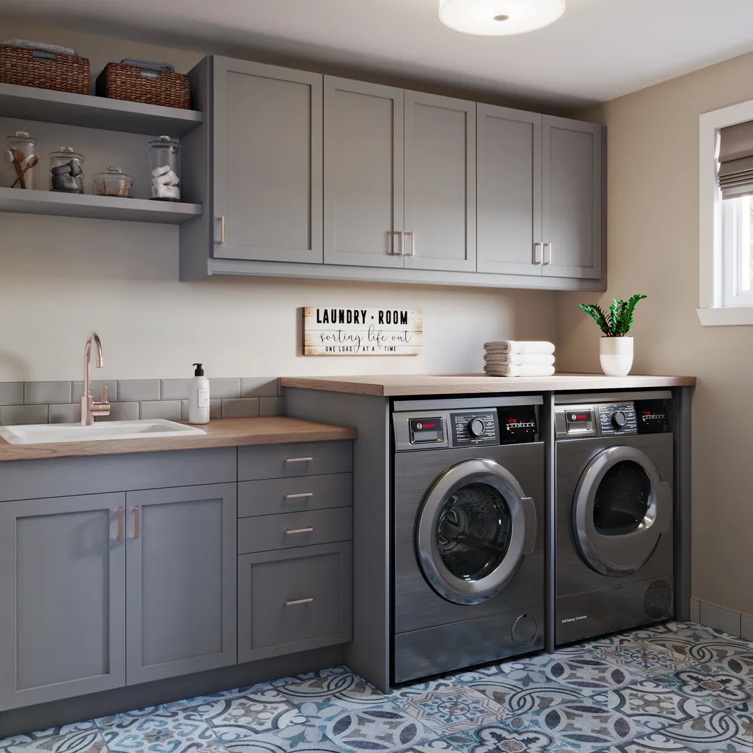 Hugo&Borg Beaumont 36-in W x 34.5-in H x 36-in D Slate Gray Lazy Susan Corner Base Fully Assembled Cabinet (Recessed Panel Shaker Style), photo 9 of 14