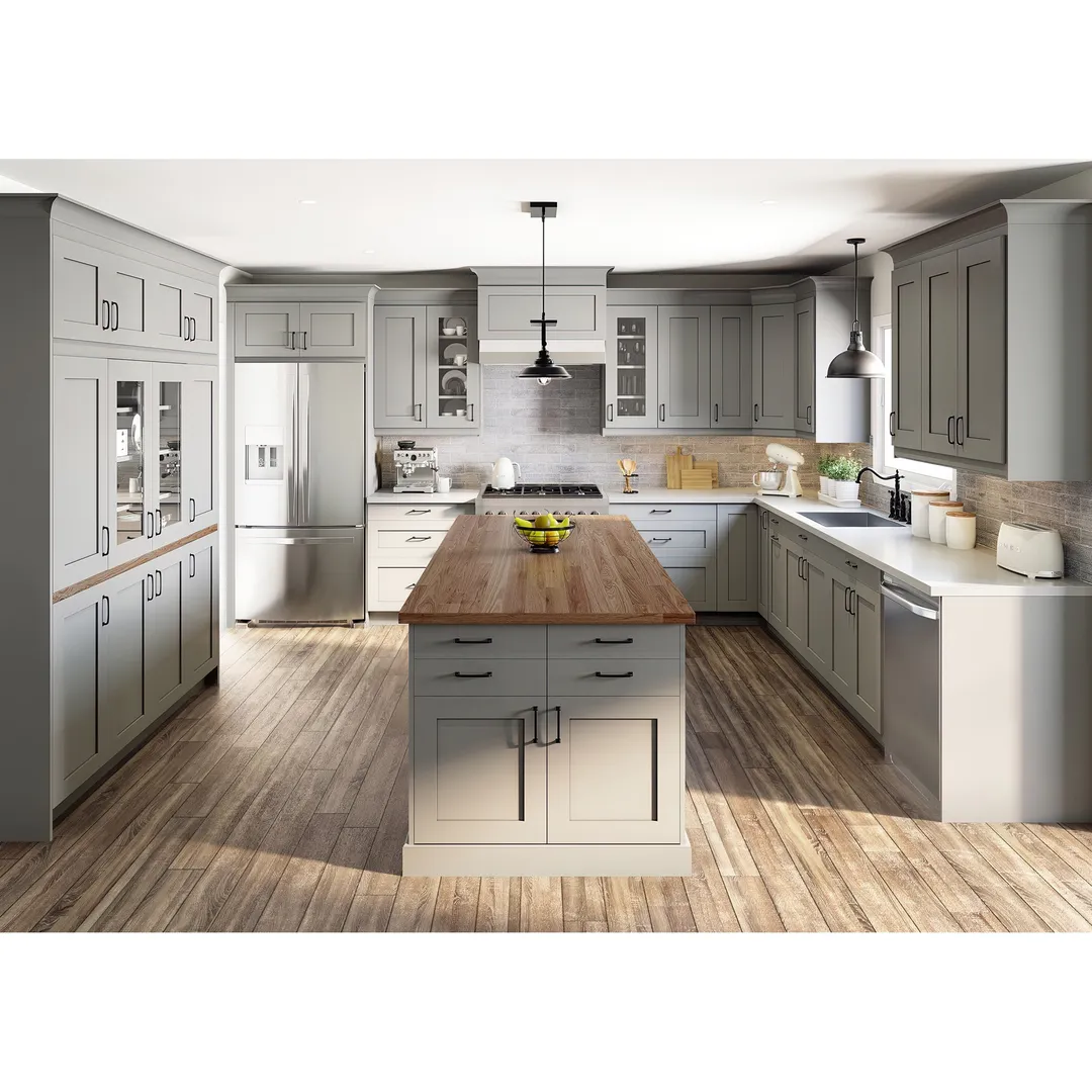 Hugo&Borg Beaumont 36-in W x 34.5-in H x 36-in D Slate Gray Lazy Susan Corner Base Fully Assembled Cabinet (Recessed Panel Shaker Style), photo 11 of 14